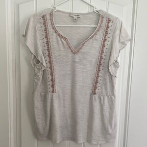 Vintage America Cream Top with Rust Embroidery